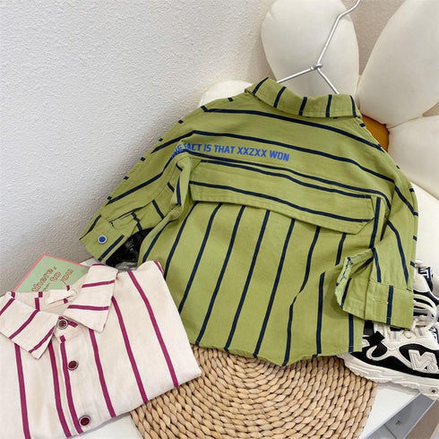 Spring And Autumn Boys Fashion Striped Long Sleeve Shirt