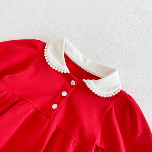 Red Long Sleeve Doll Neck Hark Triangle Wrap Fart Jumpsuit Climbing Suit
