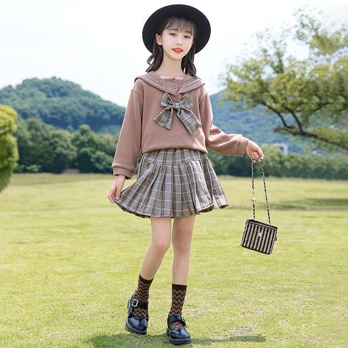 Children's College Style Short Skirt Two-piece Set
