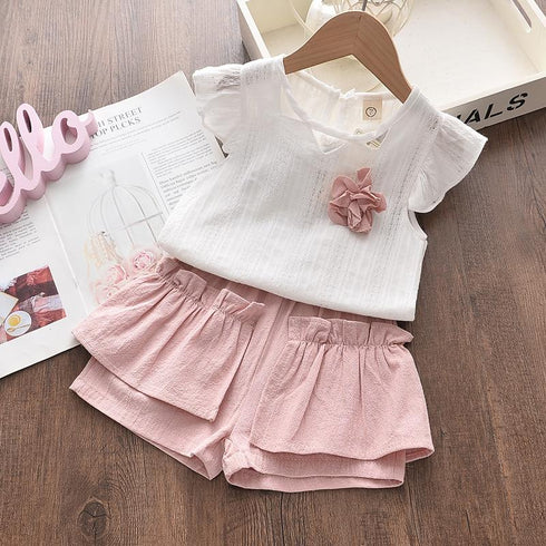 Girls Summer Sleeveless Top Shorts Set