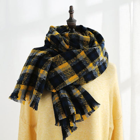 Fashion Plaid Scarf Sweet Cashmere Scarf Thickened Warm Shawl