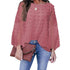 Solid Crewneck Loose Jacquard Wool Ball Long Sleeve Top
