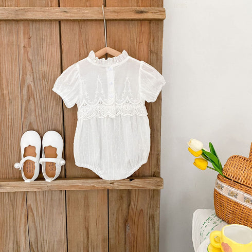 Lace cotton short sleeve ha jumpsuit triangle climbing suit