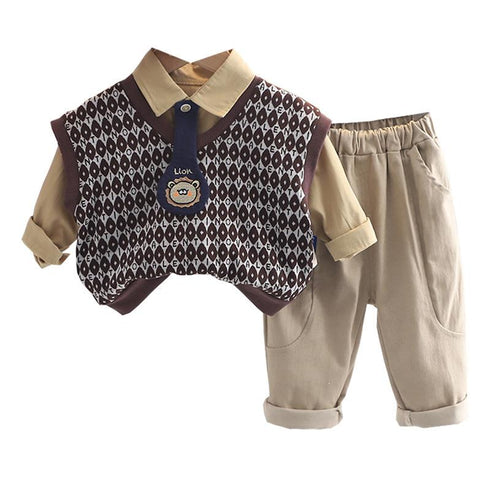 Boys spring and autumn suit sweater set of three