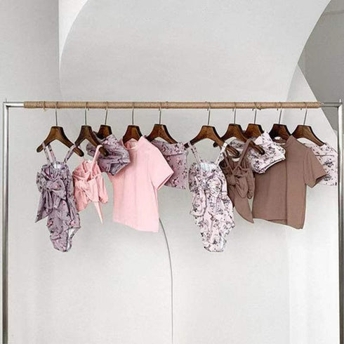 Simple Swimsuit Suit Broken Flower Color Matching Suspender Bow Wrap Fart Swimsuit