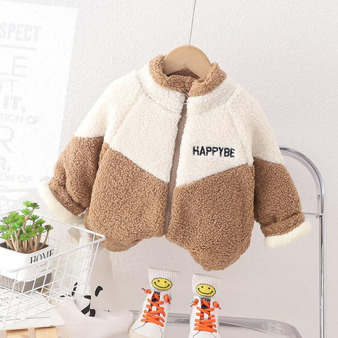 Winter boy plus velvet long sleeve coat