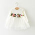 Autumn New Baby Girl Waist Flower Long Sleeve Dress Girl Mesh Princess Dress