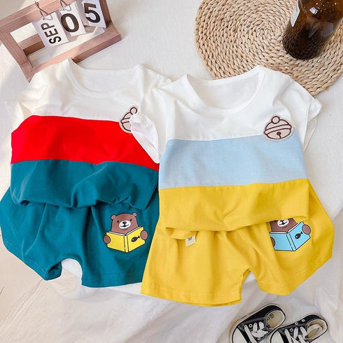 Boy's Summer Short Sleeve Shorts Set Two-Piece Set