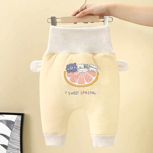 Winter thickened high waist belly pants