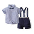 Children's Striped Shirt Suspender Suit