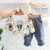 Spring and Autumn Boys Long Sleeve Cardigan Three-Piece Set
