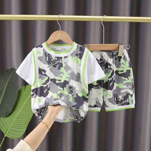 Boys summer short sleeve suit two-piece set