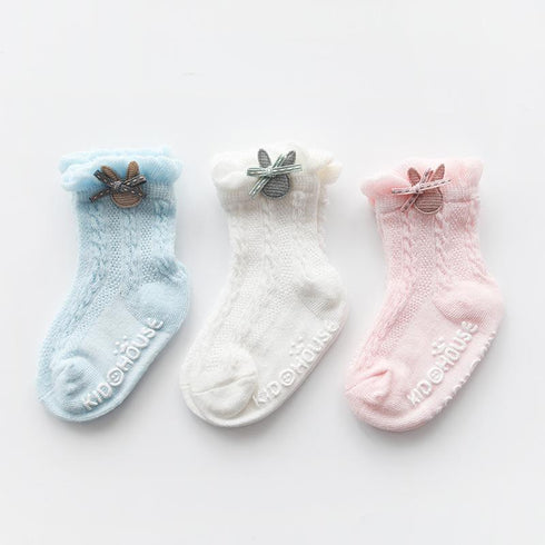 Children's Breathable Mesh Non Slip Socks (three Pairs)