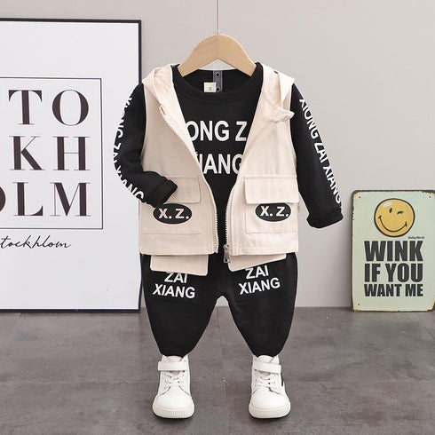 Boys spring and autumn suit set of three