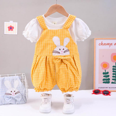 Girls' Cute Casual Suspenders Two-piece Set