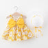 Summer New Baby Girl Vest Dress Princess Dress Straw Hat Flower Dress Two-piece Set