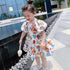 Girls' Summer Cartoon Graffiti Bubble Sleeve Princess Skirt