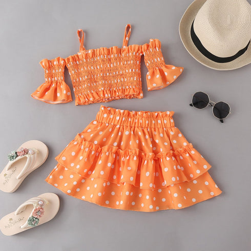 Summer Polka Dot Print Skirt Set