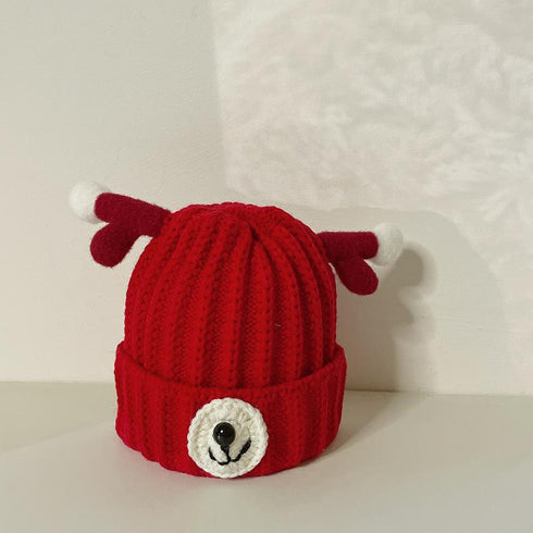 Children's Wool Hat Cute Antler Pullover Hat In Autumn And Winter Circumference 18.9-20.5 inch