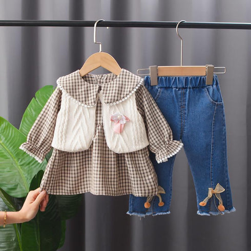 Girl's Jeans Set Three-Piece Set