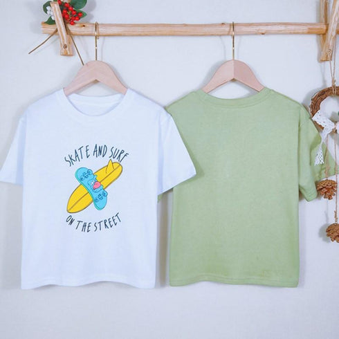 Handsome Cartoon Children's Half Sleeve Top Bottomed Shirt Thin T-shirt