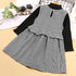 Girl, long-sleeved knitwear houndstooth vest skirt two-piece set