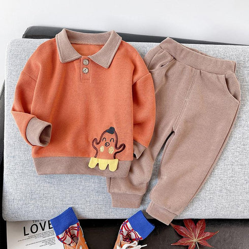 Boys Spring and Autumn Long Sleeve Casual Pants Two-Piece Set