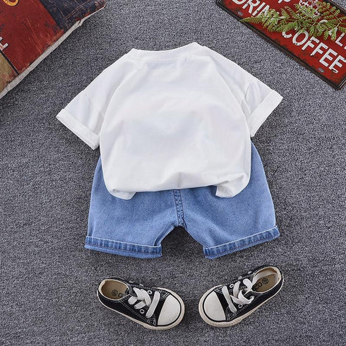 Summer children's short sleeve T-shirt jeans two-piece set