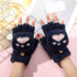 Bear's paw imitation mink cat's claw half finger flip writing warm gloves