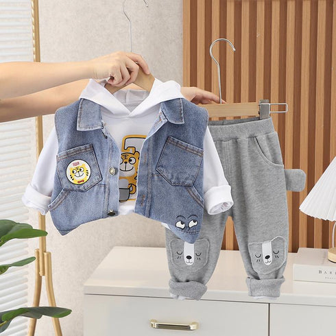 Spring and Autumn Boys Casual Cowboy Vest Set of Three