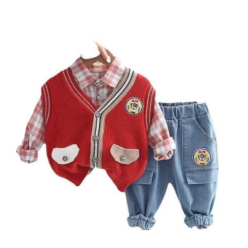 Boy sweater waistcoat cardigan set of three