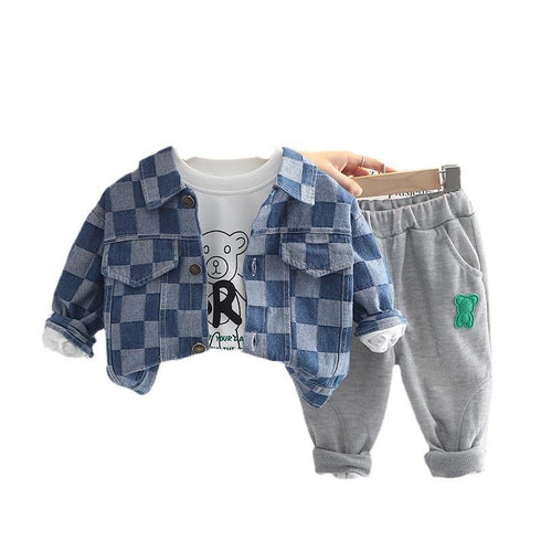 Spring and Autumn Boys Long Sleeve Three-Piece Set