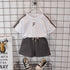 Summer children's solid color letter cotton short sleeve set