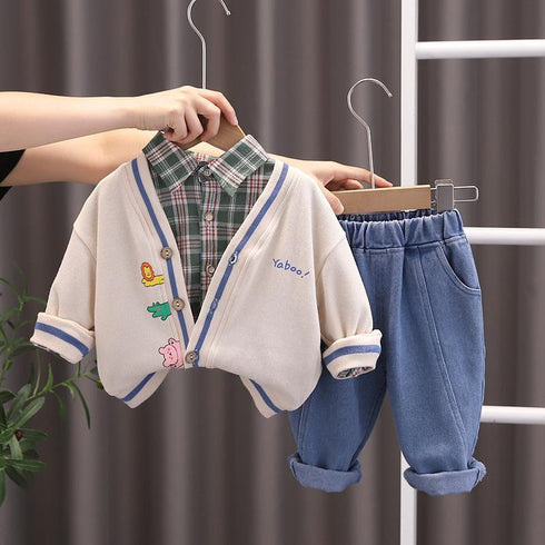 Children's Spring and Autumn Cardigan Set of Three