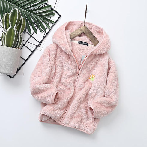 Children's Coral Velvet Hooded Jacket