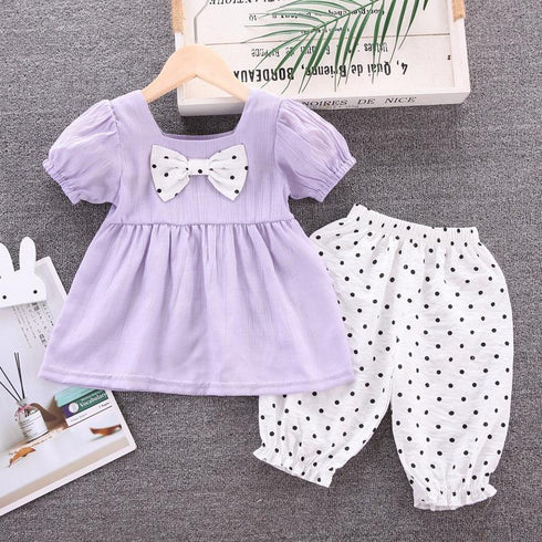 Girls summer short sleeve suit two-piece set