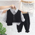 Spring and Autumn Boys Shirt Long Sleeve Three-Piece Set