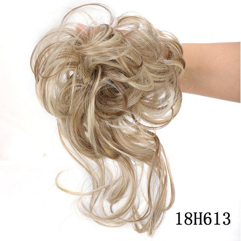 Synthetic bun wig fluffy hair ring ball head