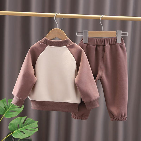 Boys fall/winter plus velvet vests two-piece set