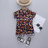 Boys summer suit short sleeve shirt beach pants two-piece set