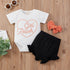 Girls short sleeve+shorts+bowknot three-piece set