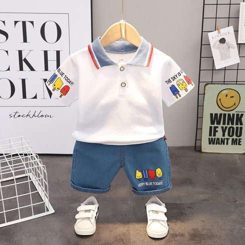 Boys summer short sleeve suit two-piece set