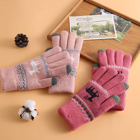 Fawn plus velvet padded cold-proof warm riding gloves