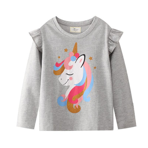 Girls Cotton Long Sleeve T-shirt European And American Style Cartoon Printed Round Neck Jacket