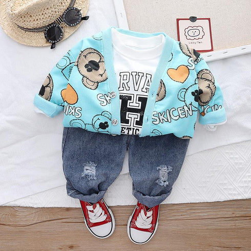 Boy's Spring and Autumn Crewneck Tee Set of Three