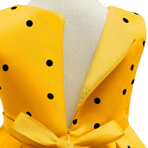Girl's Wave Dot Vintage Dress Children's Princess Dress Dress