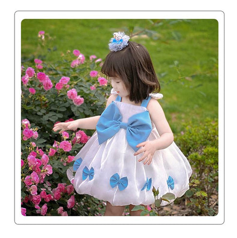 Girl's Bow Strap Dress Summer Girl's Summer Dress Paggy Princess Dress