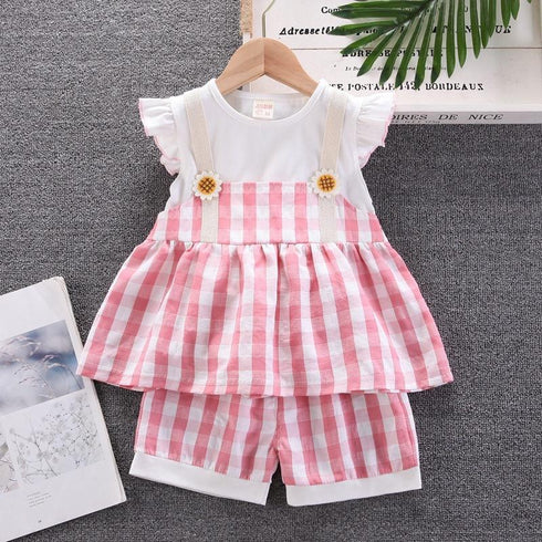 Girls short sleeve t-shirt two-piece summer