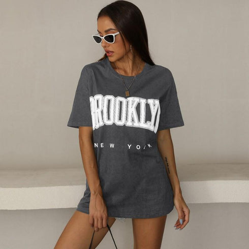 Summer Loose Crewneck Sports Short Sleeve