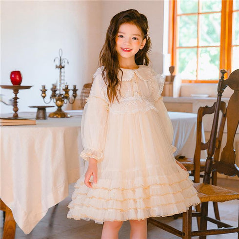 Autumn girl princess dress little girl unkempt dress children's gauze dress lace sweet gauze dress